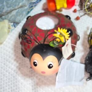 HOME INTERIORS VINTAGE MOSAIC METAL LADYBUG VOTIVE CANDLE HOLDER